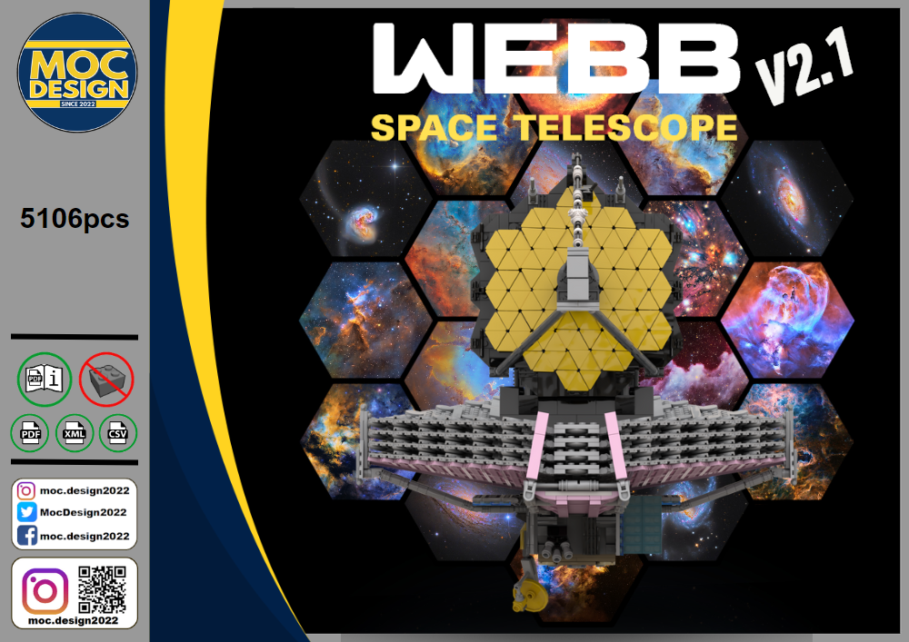 MAYD James Webb Space Telescope Building Kit, Space Wars MOC-77613 1/25  Space Telescope Exclusive Model Building Blocks Compatible with Lego NASA