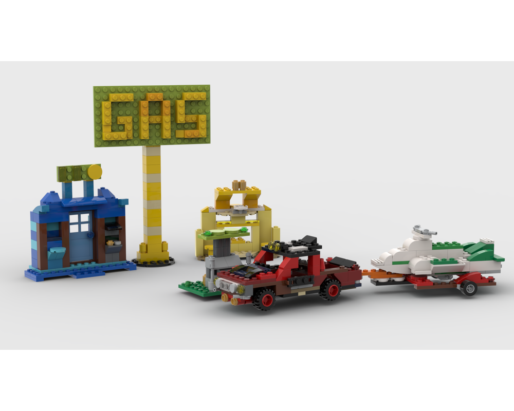LEGO MOC Jetski trailer at the gas station (11005) by davidragon