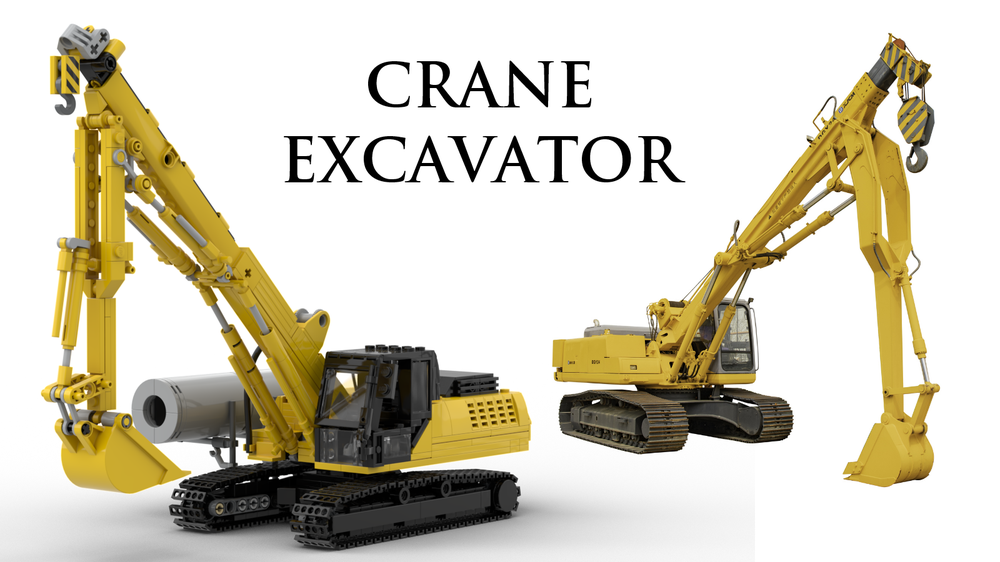 LEGO MOC Crane Excavator by Yellow.LXF Rebrickable Build with LEGO