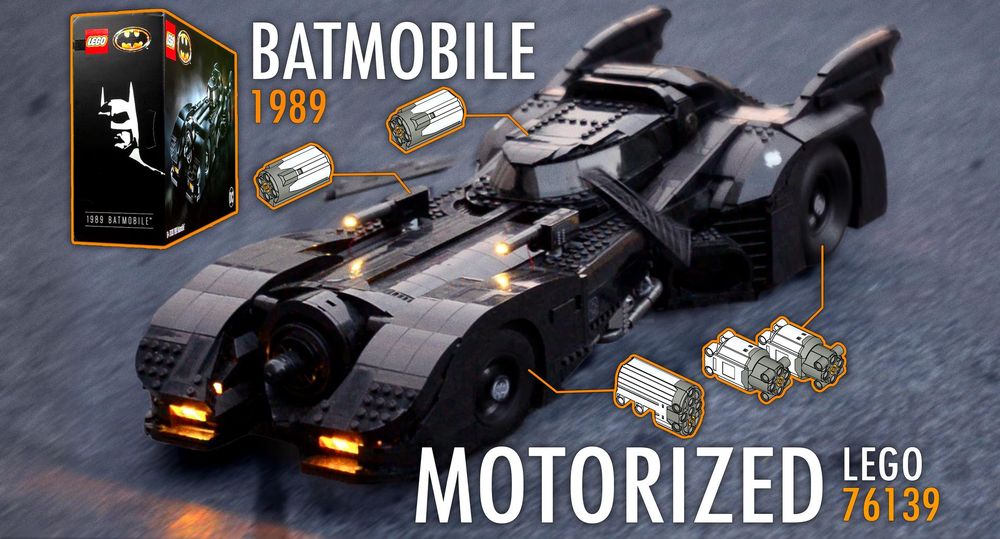 LEGO MOC Batmobile 1989 RC Motorization (LEGO 76139) ☆ remote controlled  drive, steer and all features ☆ motorized with Power Functions ☆ LED lights  discount by reckless_glitch