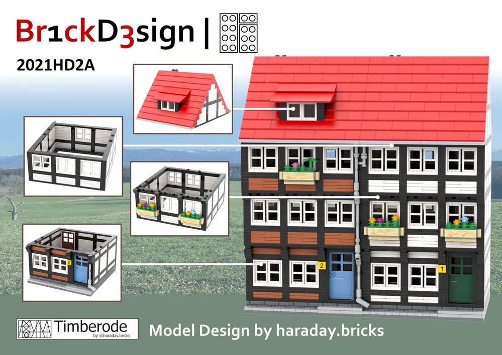 LEGO MOC Half-Timbered House No.1 & 2 (Backdrop Houses) by Br1ckD3sign