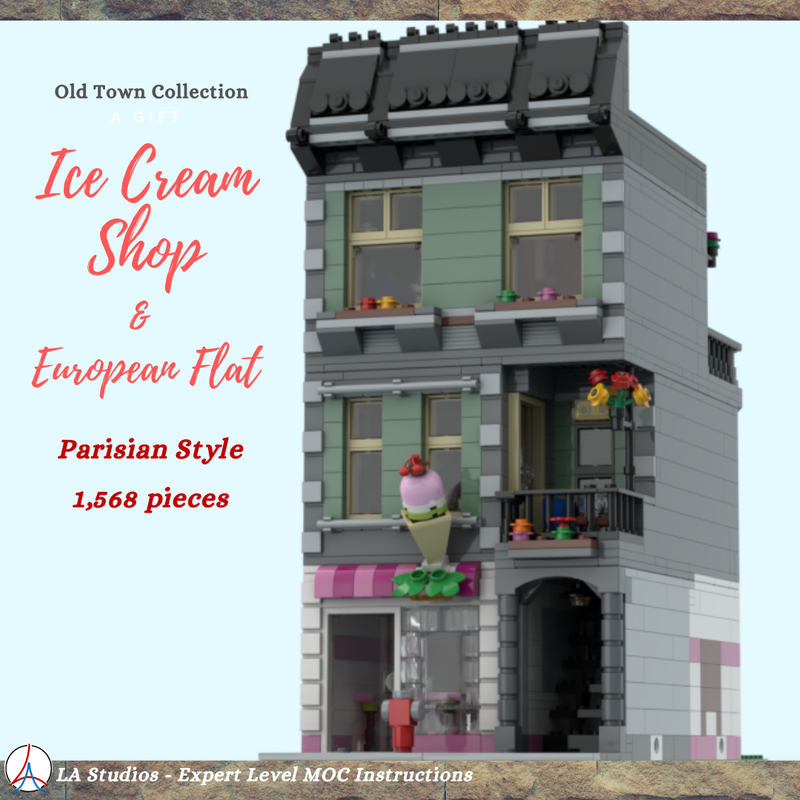 LEGO MOC Old Town Ice Cream Shop Parisian Apartment by