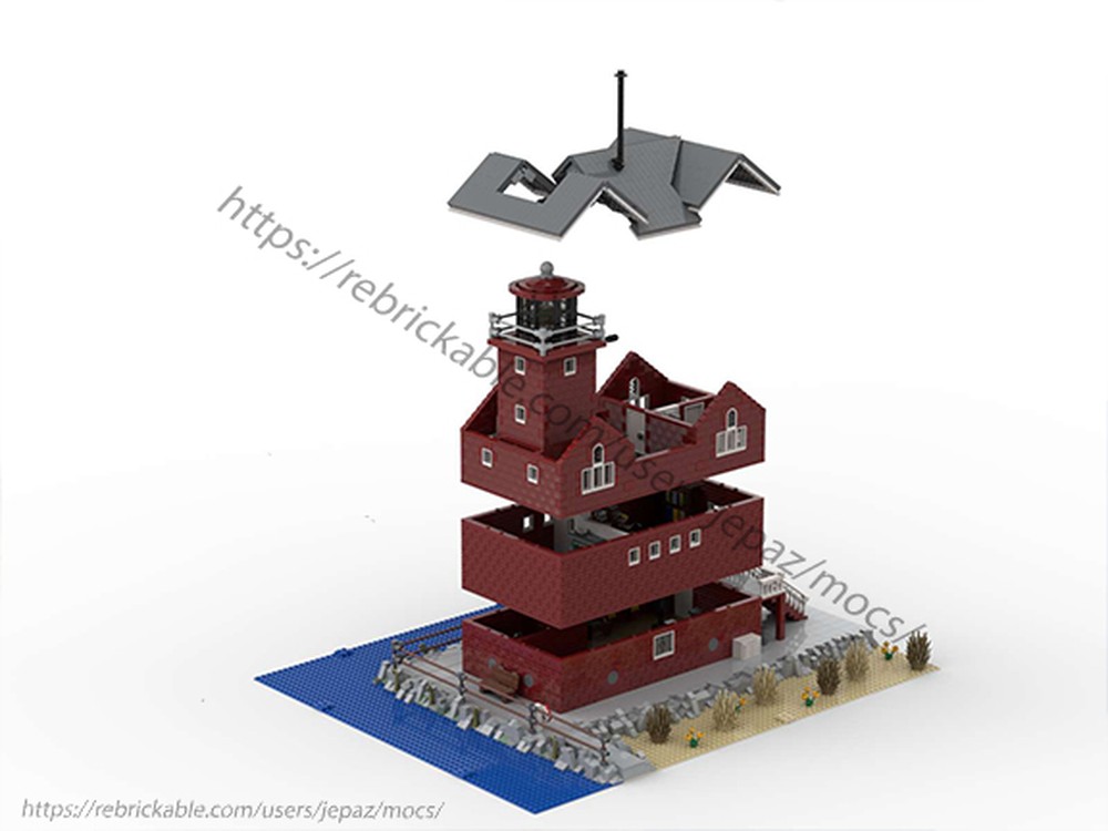 LEGO MOC-84264 Big Red Lighthouse by jepaz | Rebrickable - Build with LEGO