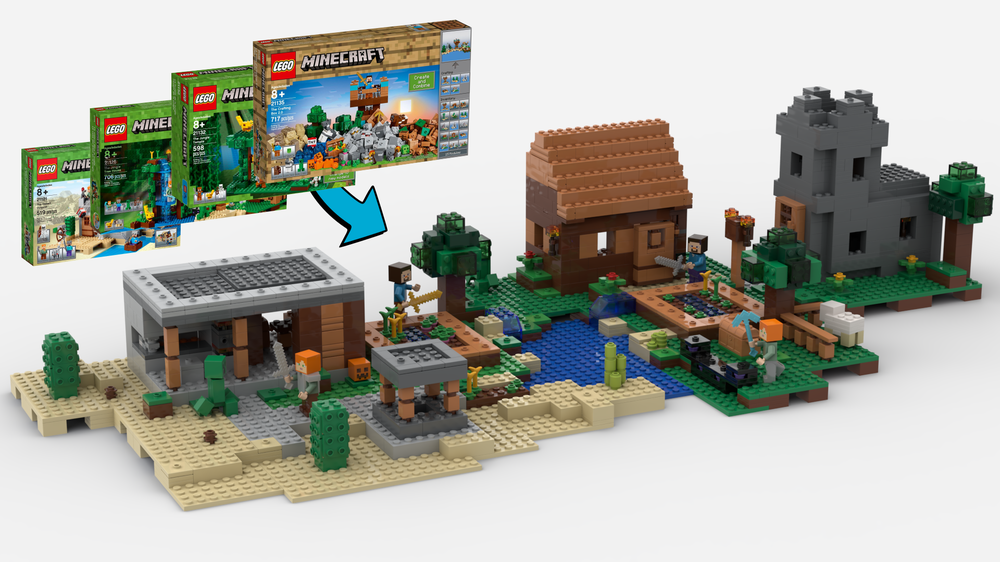 LEGO MOC Minecraft Village Diorama by swissvoice
