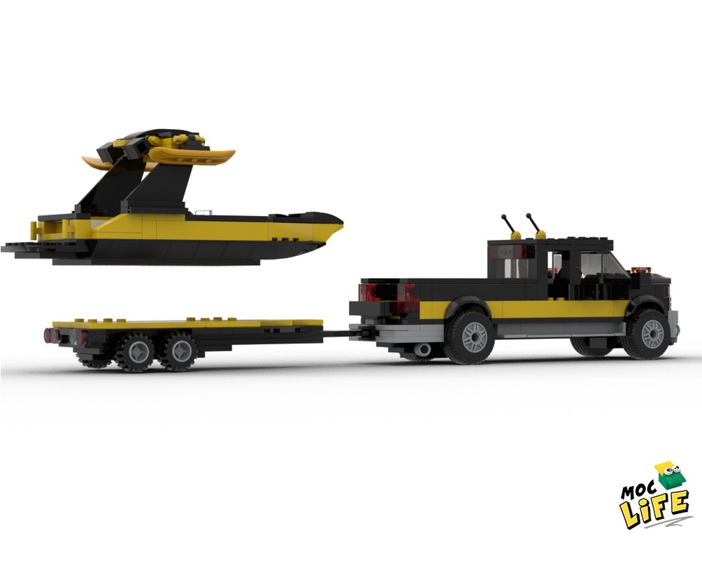 LEGO MOC Ram 1500 quad cab long bed with wakeboard by MocLife ...