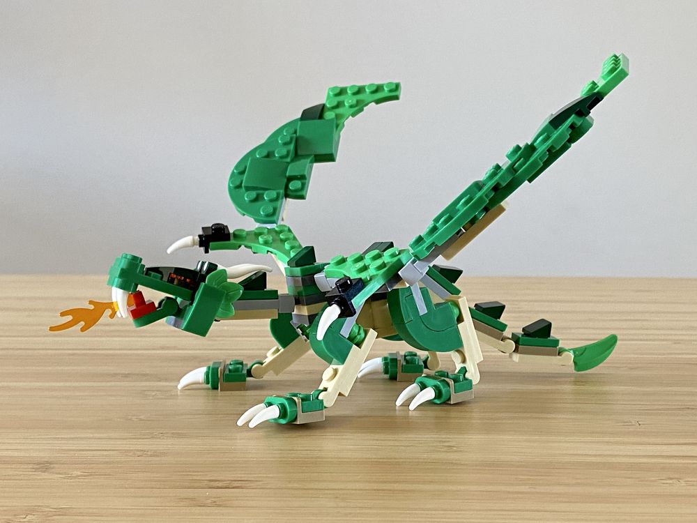 LEGO MOC Brick Green Dragon | Spare Pieces from 2 x 31120 Creator Medieval Castle by Wurger Bricks | Rebrickable - Build LEGO
