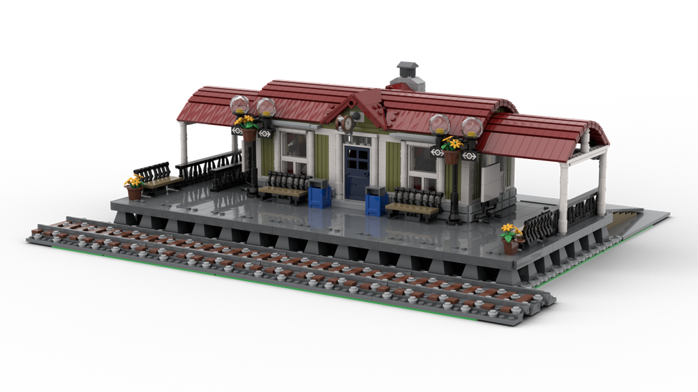 LEGO MOC Curved Roof Train Station by Yellow.LXF Rebrickable - Build with LEGO
