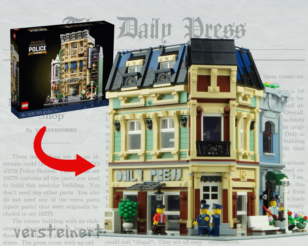 LEGO MOC 10278 - The Daily Press Modular Newspaper Print Shop by Rebrickable - Build with LEGO
