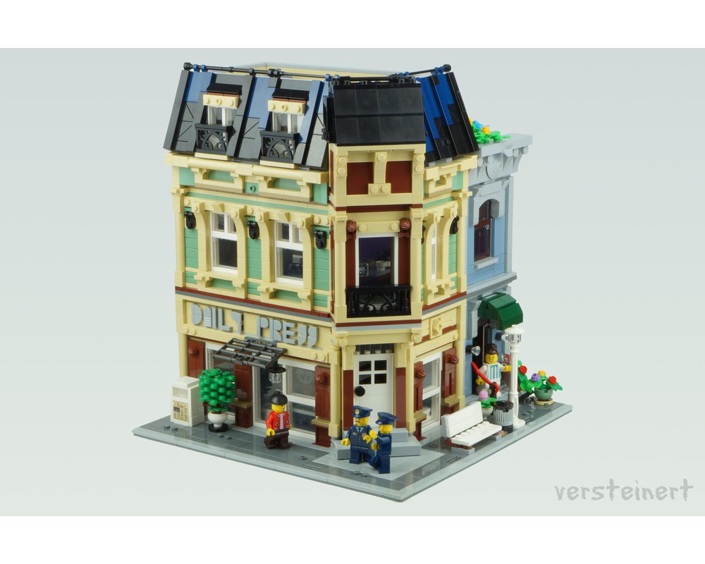 Lego Moc 10278 - The Daily Press - Modular Newspaper Print Shop By 