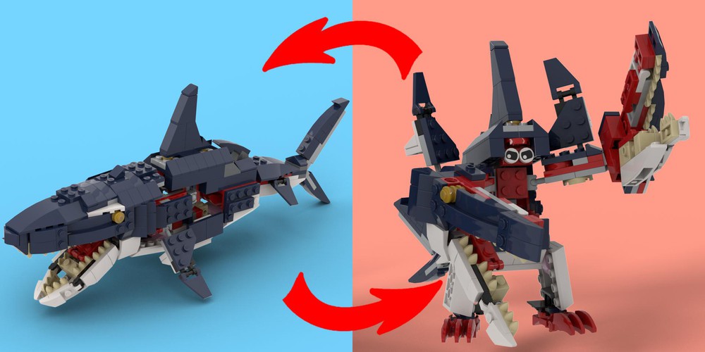 LEGO MOC Shark Mech Transformer by GnammyH Rebrickable - with LEGO