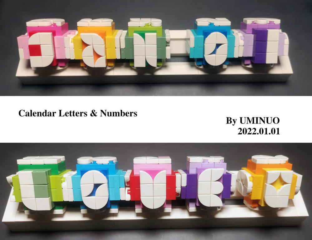 Lego Moc Calendar With Letters And Numbers In 2x3 In 5 Colors By Uminuo