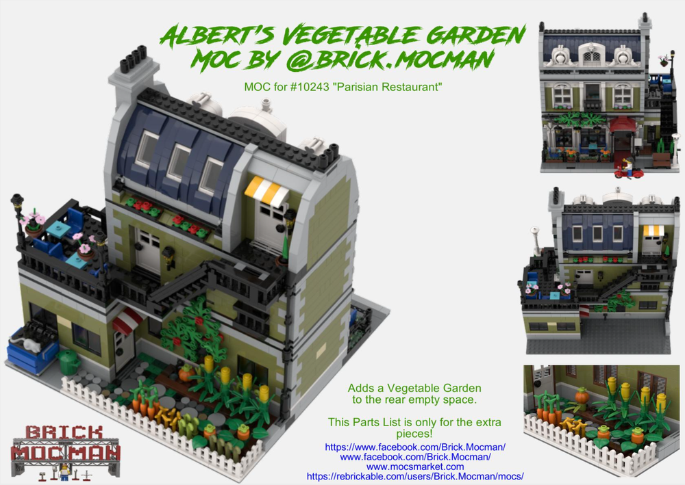 Albert's Garden - Backyard for set #10243 Restaurant" by Brick.Mocman | Rebrickable - Build with LEGO