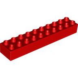 LEGO part 10002291 DUPLO BRICK 2X10 in Bright Red/ Red