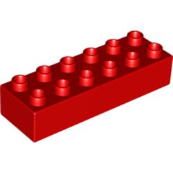LEGO part DUPLO BRICK 2X6 in Bright Red/ Red