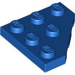 LEGO part 2450 CORNER PLATE 45 DEG. 3X3 in Bright Blue/ Blue