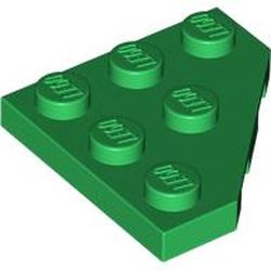 LEGO part 2450 Wedge Plate 3 x 3 Cut Corner in Dark Green/ Green