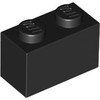 Black Brick 1 x 2