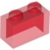 Trans-Red Brick 1 x 2 without Bottom Tube