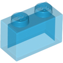 LEGO part 10035743 BRICK 1X2 W/O PIN in Transparent Blue/ Trans-Dark Blue