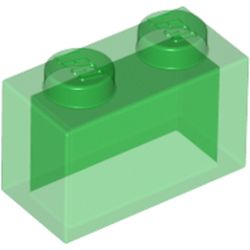 LEGO part 10035743 BRICK 1X2 W/O PIN in Transparent Green/ Trans-Green