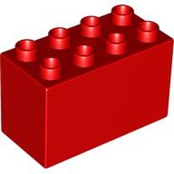 Duplo Brick 2 x 4 x 2 with Two 4 Pane Windows and Tan Brick Print