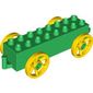Duplo Wagon Base 2 x 8 x 1 1/2 with Large Yellow Spoked Wheels
