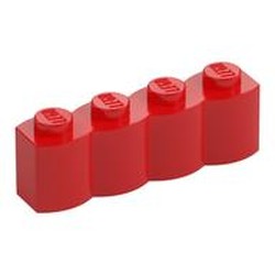 LEGO part 30137 PALISADE BRICK 1X4 in Bright Red/ Red