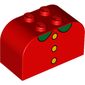Brick Curved 2 x 4 x 2 Double with 3 Yellow Buttons, Green Collar Print