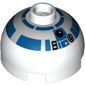 Brick Round 2 x 2 Dome Top, Hollow Stud with Silver and Blue Print (R2-D2)