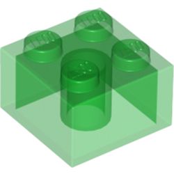 LEGO part 10035275 BRICK 2X2 in Transparent Green/ Trans-Green