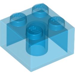 LEGO part 10035275 BRICK 2X2 in Transparent Blue/ Trans-Dark Blue