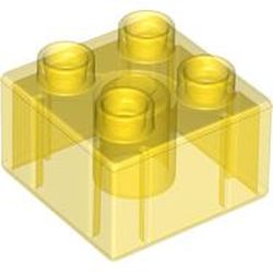LEGO part DUPLO BRICK 2X2, TRANSPARENT in Transparent Yellow/ Trans-Yellow