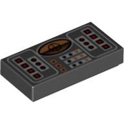 LEGO PART 3069bpr0070 Tile 1 x 2 with Avionics Copper, Red & Silver ...