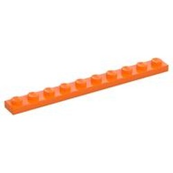 LEGO part  PLATE 1X10 in Bright Orange/ Orange