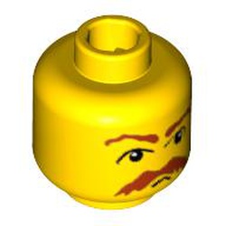 Minifig Head Vernon Dursley, Moustache Brown Bushy Moustache and Eyebrows Print