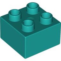 LEGO part 3437 DUPLO BRICK 2X2 in Bright Bluish Green/ Dark Turquoise
