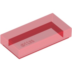 LEGO part 35386 FLAT TILE 1X2 in Transparent Red/ Trans-Red
