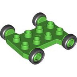 Duplo Vehicle Base 4 x 4 with 2 x 4 Studs and Black Wheels
