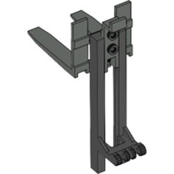 Forklift Mast and Carriage, Wide 1 x 2 Hinge Plate Locking and Dark Gray Wide Forks Reinforced [Complete Assembly]