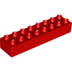 LEGO part 10004199 DUPLO BRICK 2X8 in Bright Red/ Red