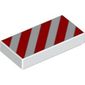 Tile 1 x 2 with Diagonal Red Stripes Print