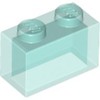 Trans-Light Blue Brick 1 x 2 without Bottom Tube