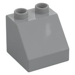 LEGO part  DUPLO ROOF TILE 2X2X1 1/2 in Medium Stone Grey/ Light Bluish Gray