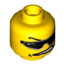 Minifig Head Dash, Sunglasses, Arched Eyebrows, Open Mouth, and Headset Print [Blocked Open Stud]