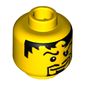 Minifig Head Rascus / Soldier / Knight / Warrior / Soccer Player, Male, Messy Black Hair, Goatee Print
