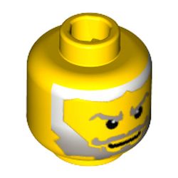 Minifig Head King Jayko / King Mathias / Warrior / Wizard / Knight / , Gray Beard Fading to White Hair, White Pupils Print [Blocked Open Stud]