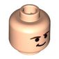 Minifig Head Han Solo, Smirk and Brown Eyebrows Print [Blocked Open Stud]