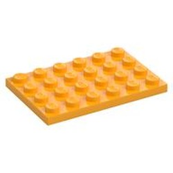 LEGO part 3032 PLATE 4X6 in Flame Yellowish Orange/ Bright Light Orange