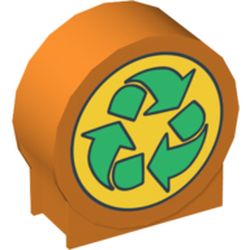 Duplo Brick 1 x 3 x 2 Round Top with Recycling Arrows Print