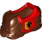Duplo Horse Barding with Silver Armor and Dragon with Red and Yellow Background Print